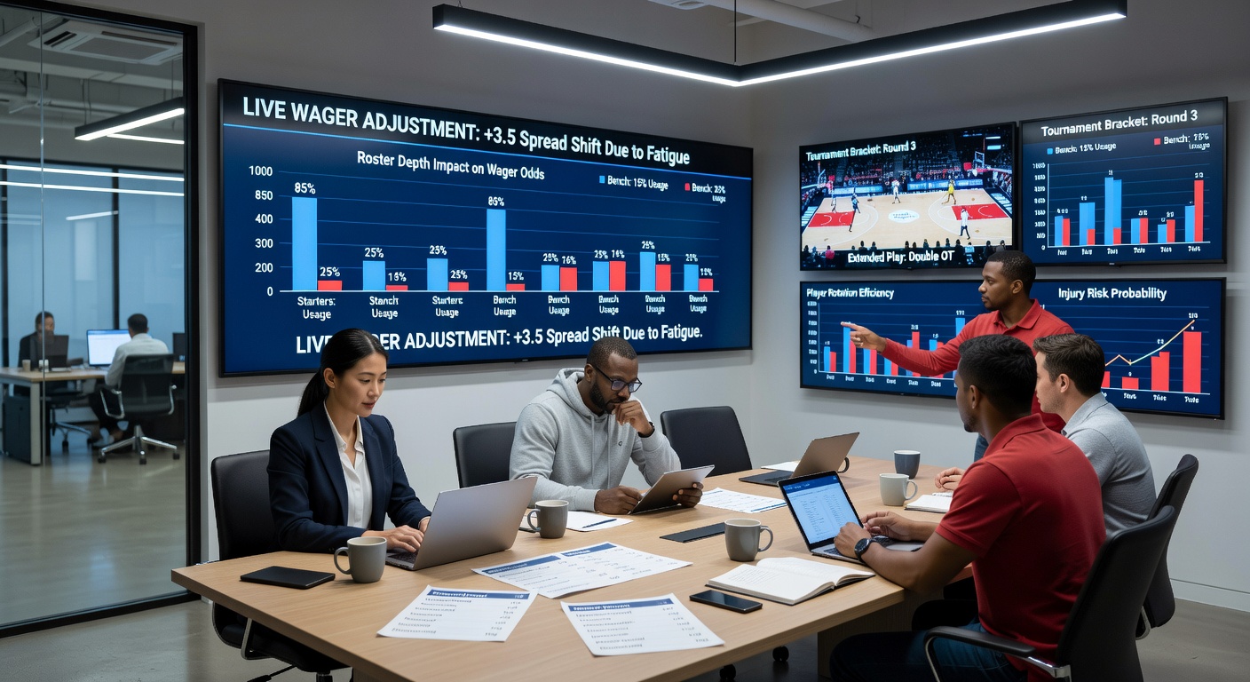 Live-Wettmarkt-Daten und Kader-Analyse während eines Basketball-Spiels