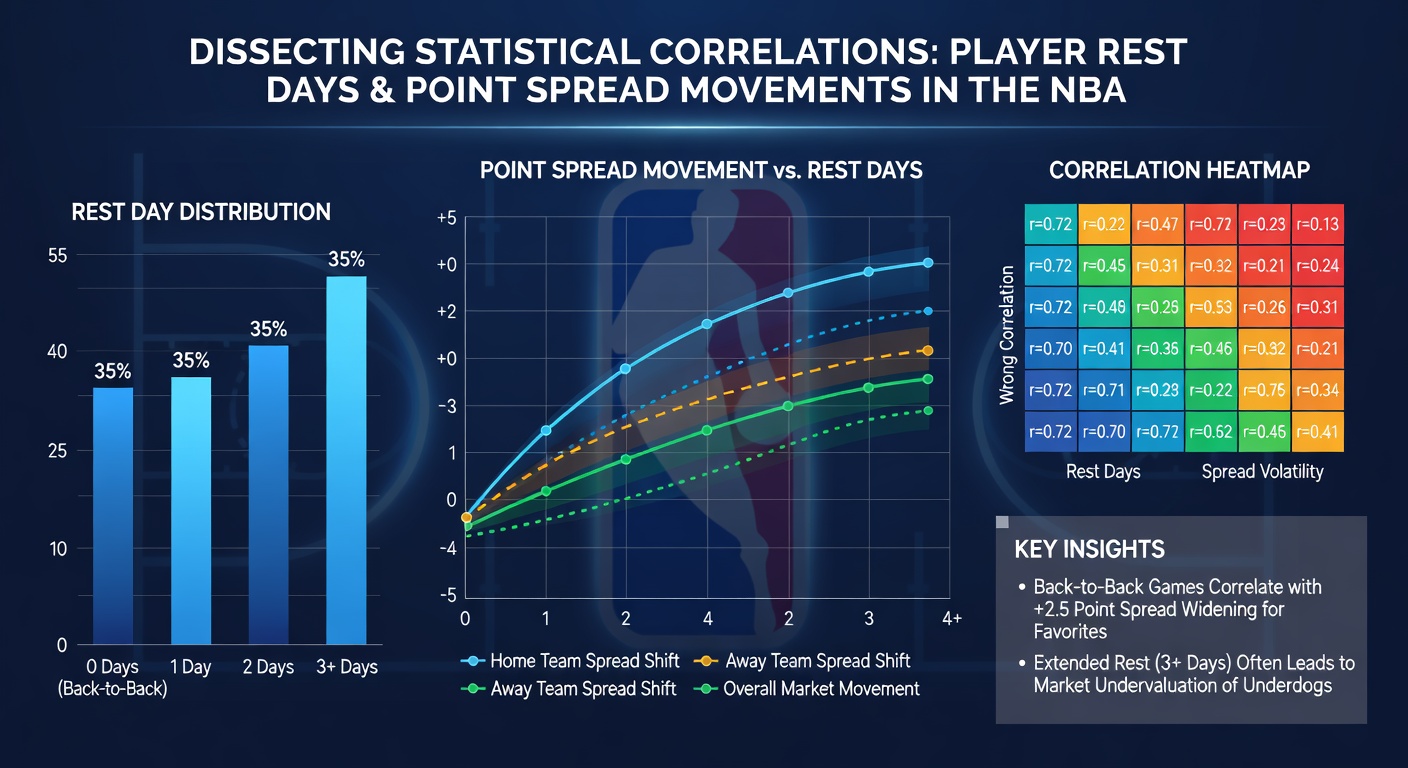 Statistische Grafik zeigt Korrelationen zwischen NBA-Ruhetagen und Spread-Bewegungen